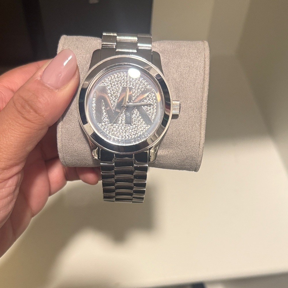 Michael Kors Silver Crystal-Embellished Watch
